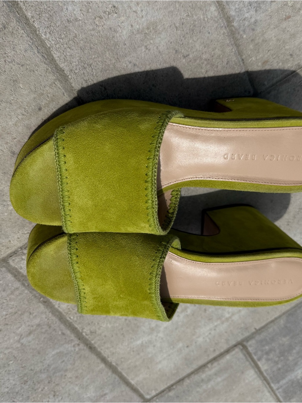 Veronica Beard lime green platform suede mules sandals 9.5 | barbiecore Y2K - Picture 8 of 8